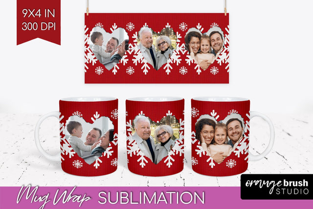 Christmas Photo Mug Wrap PNG - Nordic Picture Frame Mug Sublimation OrangeBrushStudio 