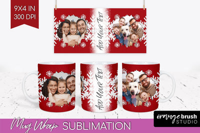 Christmas Photo Mug Wrap PNG - Nordic Picture Frame Mug Sublimation OrangeBrushStudio 