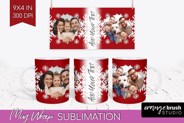 Christmas Photo Mug Wrap PNG - Nordic Picture Frame Mug Sublimation OrangeBrushStudio 
