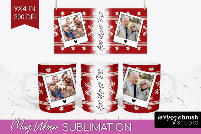 Christmas Photo Mug Wrap PNG - Nordic Picture Frame Mug Sublimation OrangeBrushStudio 
