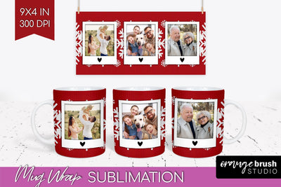 Christmas Photo Mug Wrap PNG - Nordic Picture Frame Mug Sublimation OrangeBrushStudio 