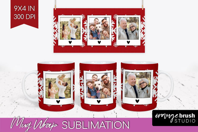 Christmas Photo Mug Wrap PNG - Nordic Picture Frame Mug Sublimation OrangeBrushStudio 