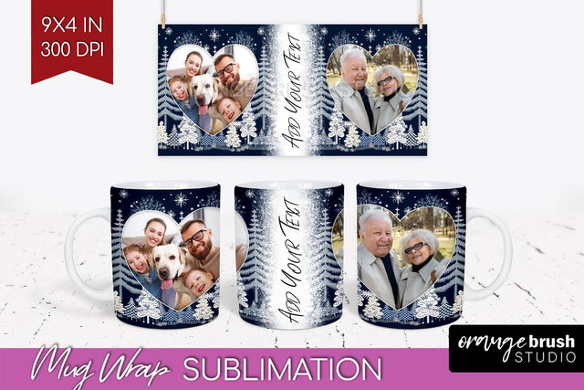 Christmas Photo Mug Wrap PNG - Nordic Picture Frame Mug Sublimation OrangeBrushStudio 
