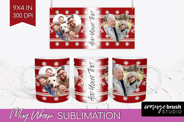 Christmas Photo Mug Wrap PNG - Nordic Picture Frame Mug Sublimation OrangeBrushStudio 