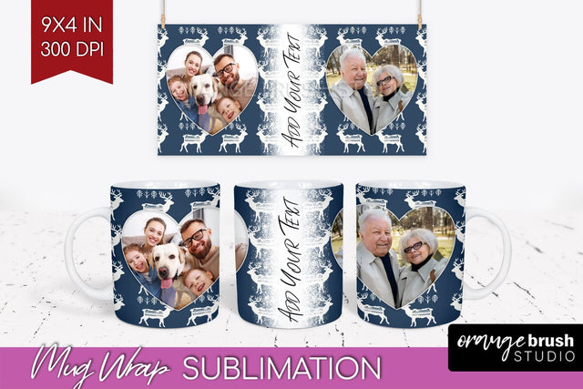 Christmas Photo Mug Wrap PNG - Nordic Picture Frame Mug Sublimation OrangeBrushStudio 