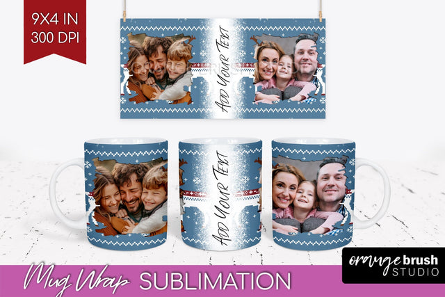 Christmas Photo Mug Wrap PNG - Nordic Picture Frame Mug Sublimation OrangeBrushStudio 