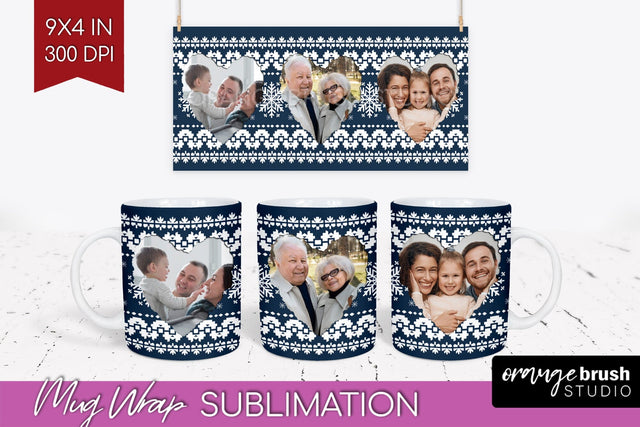 Christmas Photo Mug Wrap PNG - Nordic Picture Frame Mug Sublimation OrangeBrushStudio 