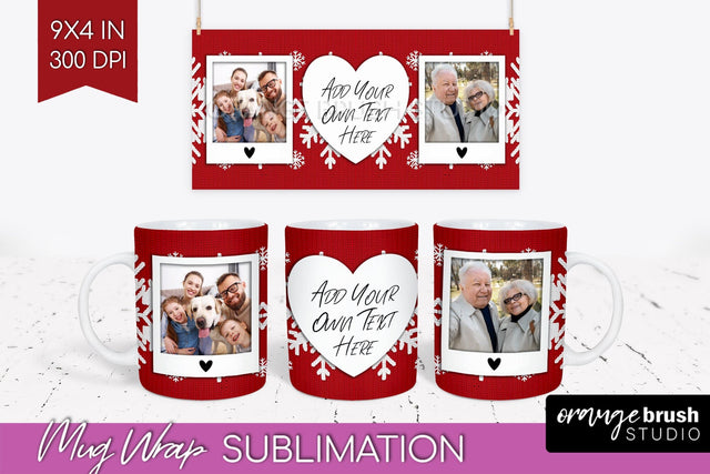 Christmas Photo Mug Wrap PNG - Nordic Picture Frame Mug Sublimation OrangeBrushStudio 