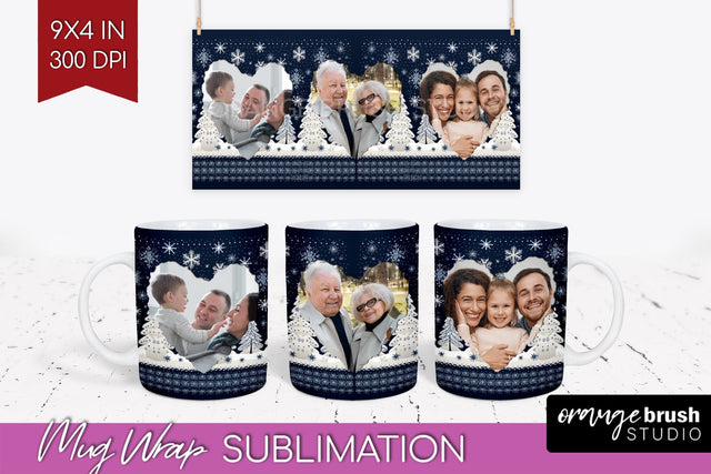 Christmas Photo Mug Wrap PNG - Nordic Picture Frame Mug Sublimation OrangeBrushStudio 