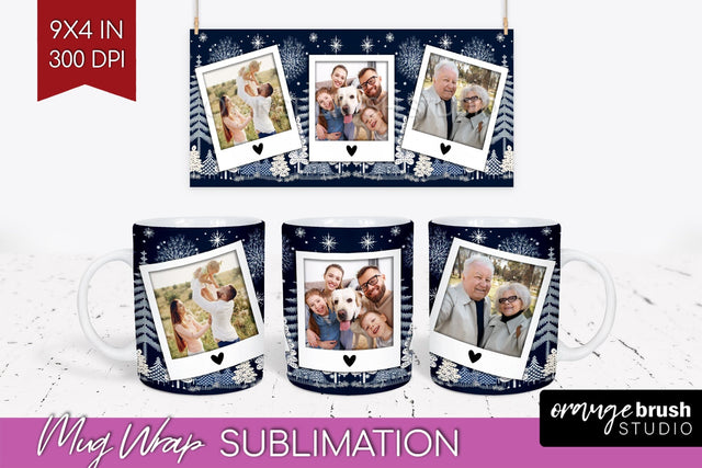 Christmas Photo Mug Wrap PNG - Nordic Picture Frame Mug Sublimation OrangeBrushStudio 