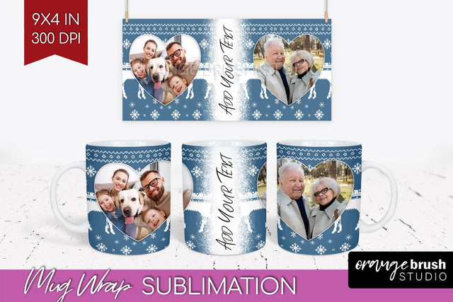 Christmas Photo Mug Wrap PNG - Nordic Picture Frame Mug Sublimation OrangeBrushStudio 