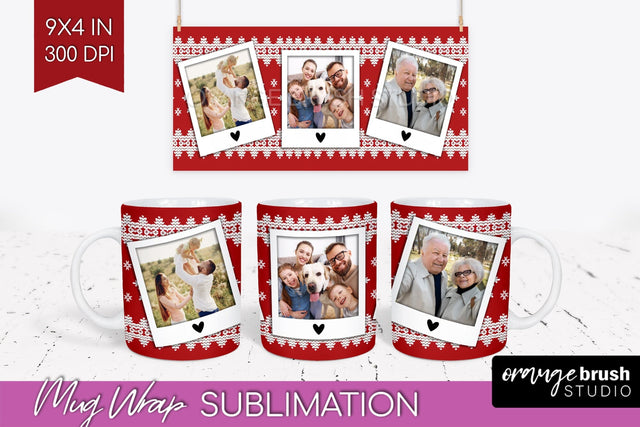 Christmas Photo Mug Wrap PNG - Nordic Picture Frame Mug Sublimation OrangeBrushStudio 