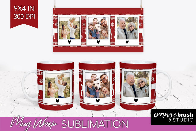 Christmas Photo Mug Wrap PNG - Nordic Picture Frame Mug Sublimation OrangeBrushStudio 
