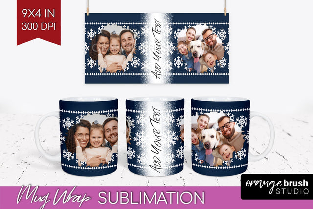Christmas Photo Mug Wrap PNG - Nordic Picture Frame Mug Sublimation OrangeBrushStudio 