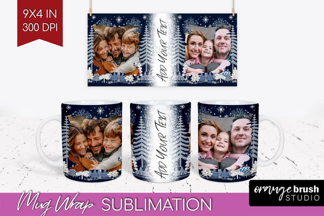 Christmas Photo Mug Wrap PNG - Nordic Picture Frame Mug Sublimation OrangeBrushStudio 