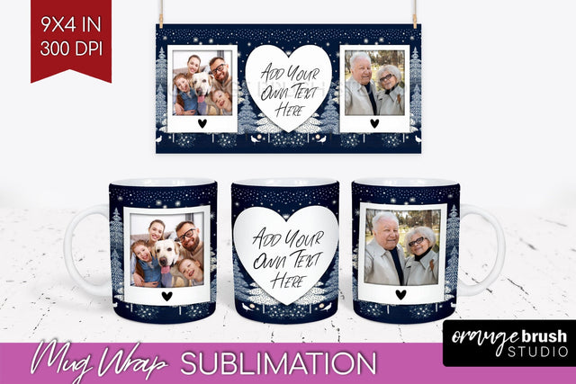 Christmas Photo Mug Wrap PNG - Nordic Picture Frame Mug Sublimation OrangeBrushStudio 