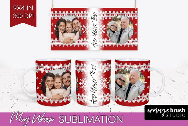 Christmas Photo Mug Wrap PNG - Nordic Picture Frame Mug Sublimation OrangeBrushStudio 