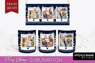 Christmas Photo Mug Wrap PNG - Nordic Picture Frame Mug Sublimation OrangeBrushStudio 