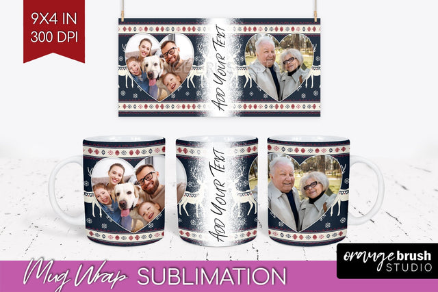 Christmas Photo Mug Wrap PNG - Nordic Picture Frame Mug Sublimation OrangeBrushStudio 