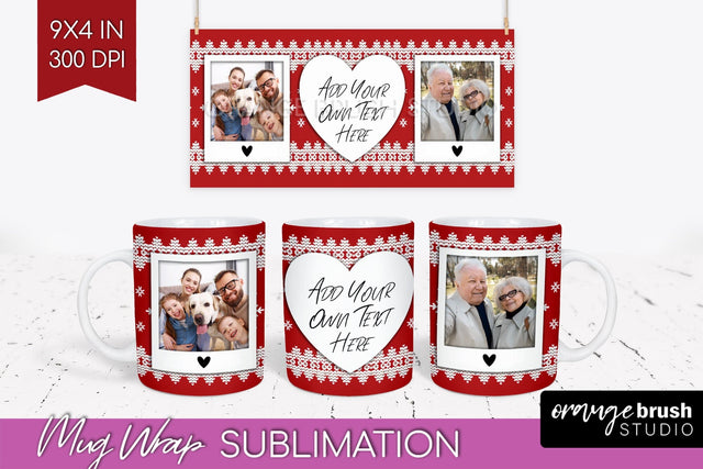 Christmas Photo Mug Wrap PNG - Nordic Picture Frame Mug Sublimation OrangeBrushStudio 