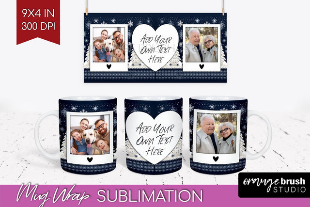 Christmas Photo Mug Wrap PNG - Nordic Picture Frame Mug Sublimation OrangeBrushStudio 