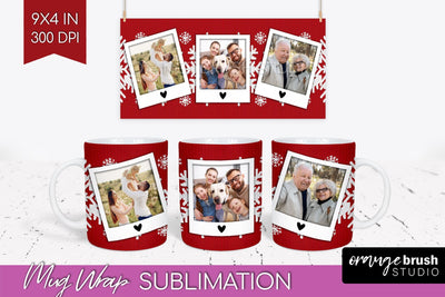 Christmas Photo Mug Wrap PNG - Nordic Picture Frame Mug Sublimation OrangeBrushStudio 
