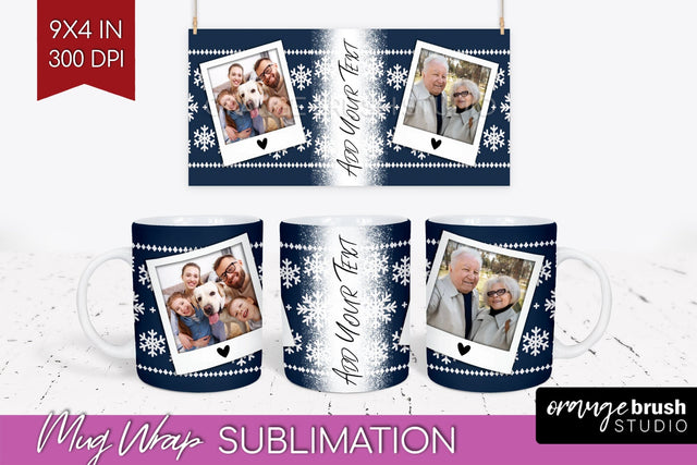 Christmas Photo Mug Wrap PNG - Nordic Picture Frame Mug Sublimation OrangeBrushStudio 