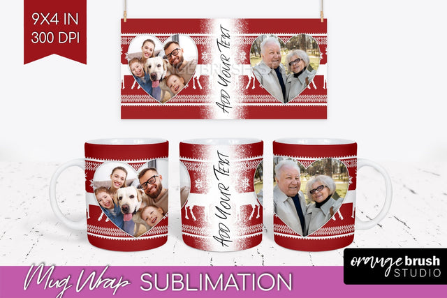 Christmas Photo Mug Wrap PNG - Nordic Picture Frame Mug Sublimation OrangeBrushStudio 
