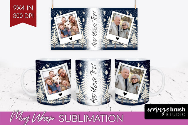 Christmas Photo Mug Wrap PNG - Nordic Picture Frame Mug Sublimation OrangeBrushStudio 