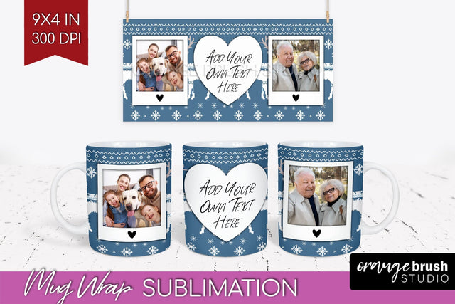 Christmas Photo Mug Wrap PNG - Nordic Picture Frame Mug Sublimation OrangeBrushStudio 
