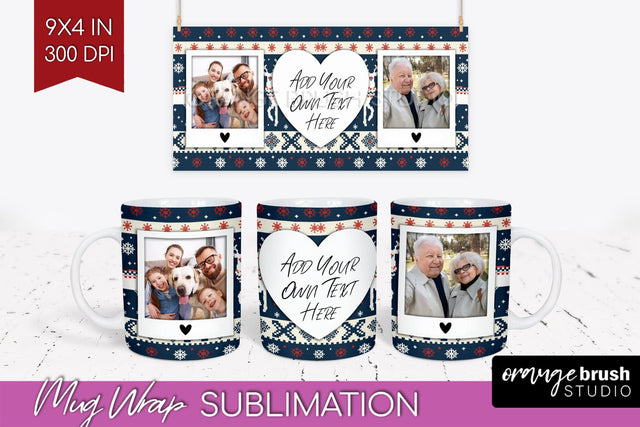 Christmas Photo Mug Wrap PNG - Nordic Picture Frame Mug Sublimation OrangeBrushStudio 