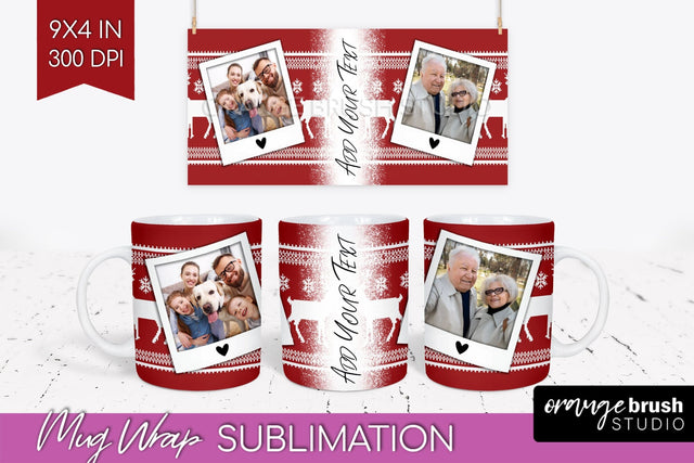 Christmas Photo Mug Wrap PNG - Nordic Picture Frame Mug Sublimation OrangeBrushStudio 