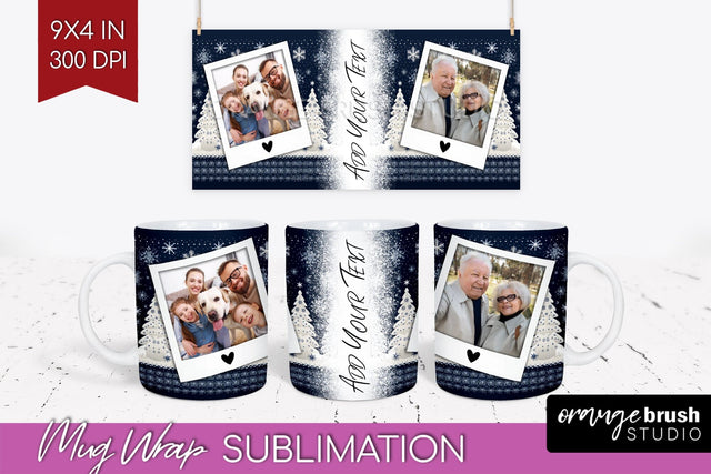 Christmas Photo Mug Wrap PNG - Nordic Picture Frame Mug Sublimation OrangeBrushStudio 