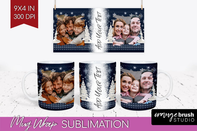 Christmas Photo Mug Wrap PNG - Nordic Picture Frame Mug Sublimation OrangeBrushStudio 