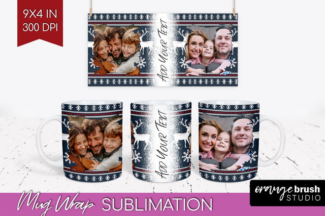 Christmas Photo Mug Wrap PNG - Nordic Picture Frame Mug Sublimation OrangeBrushStudio 