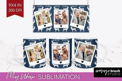 Christmas Photo Mug Wrap PNG - Nordic Picture Frame Mug Sublimation OrangeBrushStudio 