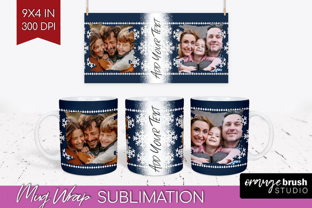 Christmas Photo Mug Wrap PNG - Nordic Picture Frame Mug Sublimation OrangeBrushStudio 
