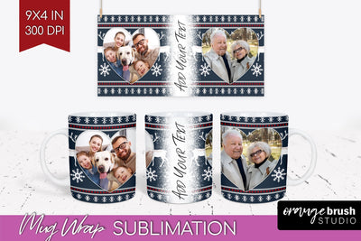 Christmas Photo Mug Wrap PNG - Nordic Picture Frame Mug Sublimation OrangeBrushStudio 