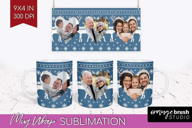 Christmas Photo Mug Wrap PNG - Nordic Picture Frame Mug Sublimation OrangeBrushStudio 