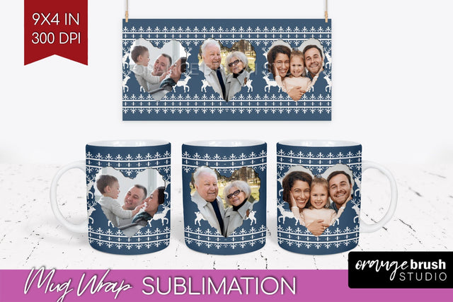 Christmas Photo Mug Wrap PNG - Nordic Picture Frame Mug Sublimation OrangeBrushStudio 