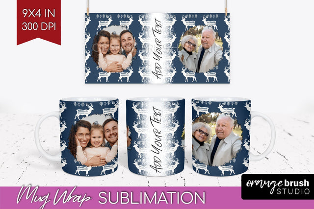 Christmas Photo Mug Wrap PNG - Nordic Picture Frame Mug Sublimation OrangeBrushStudio 