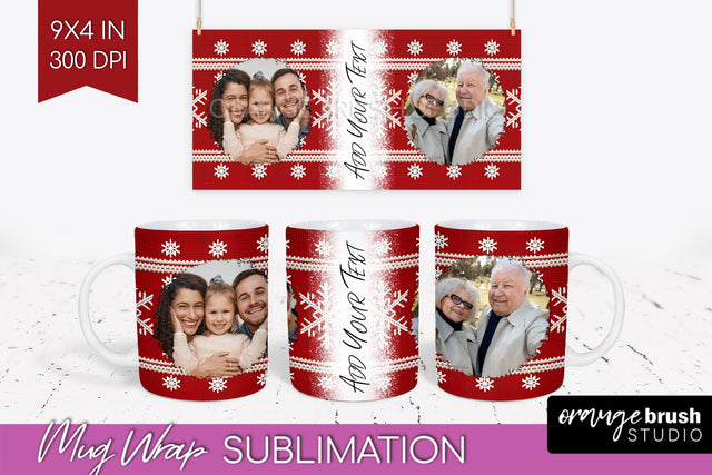 Christmas Photo Mug Wrap PNG - Nordic Picture Frame Mug Sublimation OrangeBrushStudio 