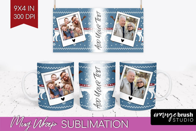Christmas Photo Mug Wrap PNG - Nordic Picture Frame Mug Sublimation OrangeBrushStudio 