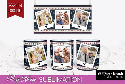 Christmas Photo Mug Wrap PNG - Nordic Picture Frame Mug Sublimation OrangeBrushStudio 