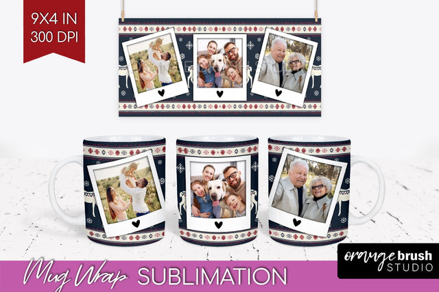 Christmas Photo Mug Wrap PNG - Nordic Picture Frame Mug Sublimation OrangeBrushStudio 