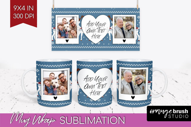 Christmas Photo Mug Wrap PNG - Nordic Picture Frame Mug Sublimation OrangeBrushStudio 