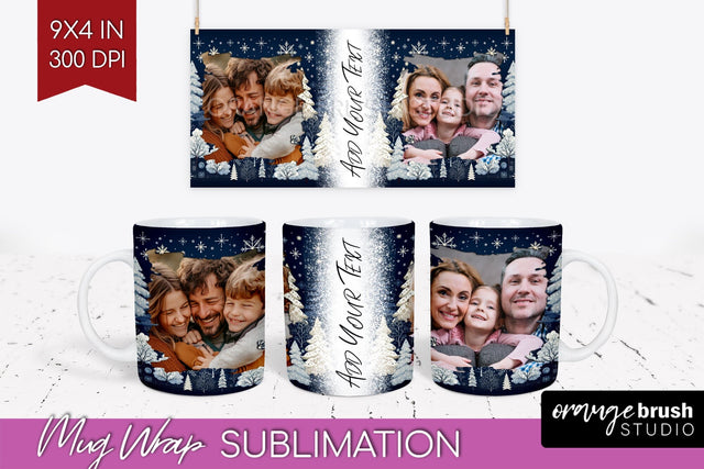 Christmas Photo Mug Wrap PNG - Nordic Picture Frame Mug Sublimation OrangeBrushStudio 
