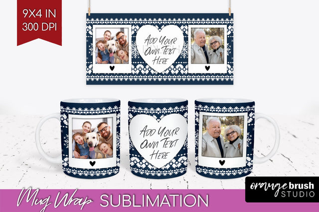 Christmas Photo Mug Wrap PNG - Nordic Picture Frame Mug Sublimation OrangeBrushStudio 