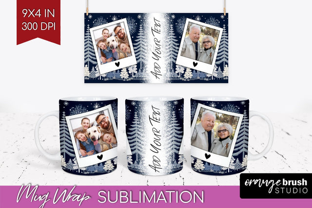 Christmas Photo Mug Wrap PNG - Nordic Picture Frame Mug Sublimation OrangeBrushStudio 