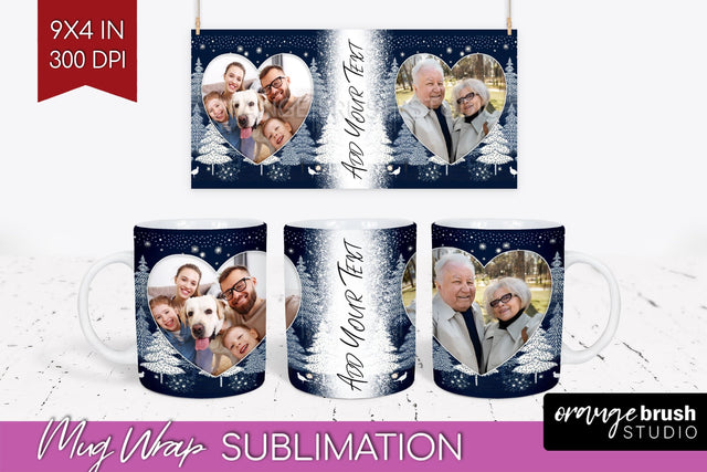 Christmas Photo Mug Wrap PNG - Nordic Picture Frame Mug Sublimation OrangeBrushStudio 